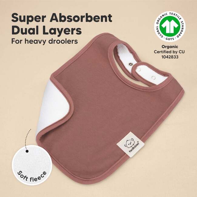 8-Pack Coast Drool Bibs, Mauve - Bibs - 4