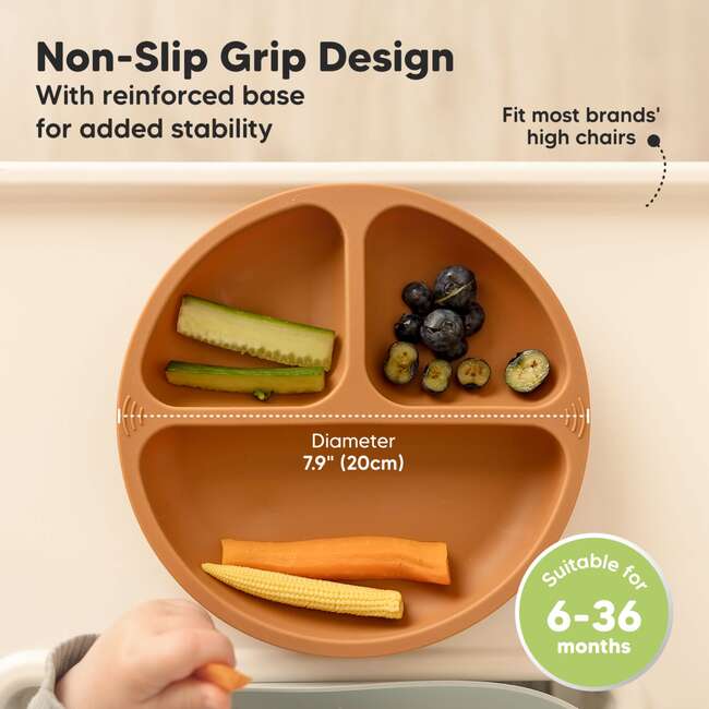 3-Pack BPA-Free Prep Silicone Suction Plate for Baby and Toddler, Terracotta - Food Storage - 4