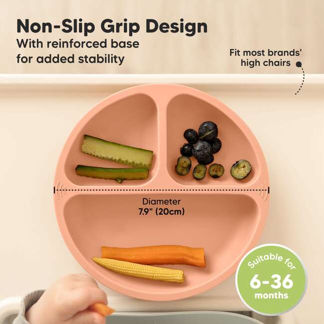 3-Pack BPA-Free Prep Silicone Suction Plate for Baby and Toddler, Roseate - Food Storage - 4