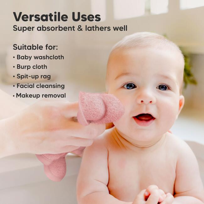 6pk Deluxe Organic Baby Washcloths for Newborn, Rosy - Towels - 6
