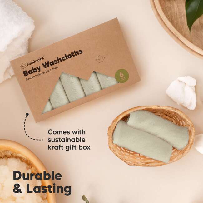 6pk Deluxe Organic Baby Washcloths for Newborn, Stone - Towels - 7
