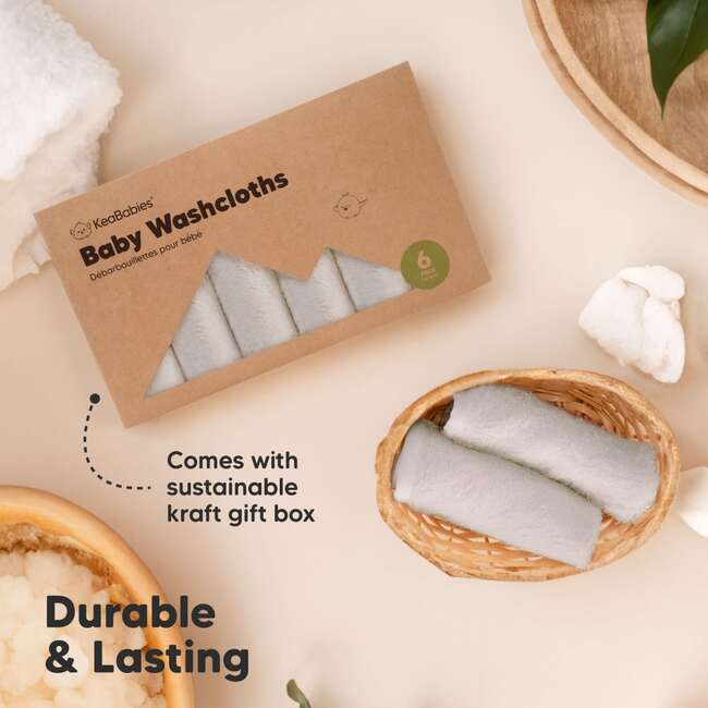 6pk Deluxe Organic Baby Washcloths for Newborn, Heather - Towels - 7