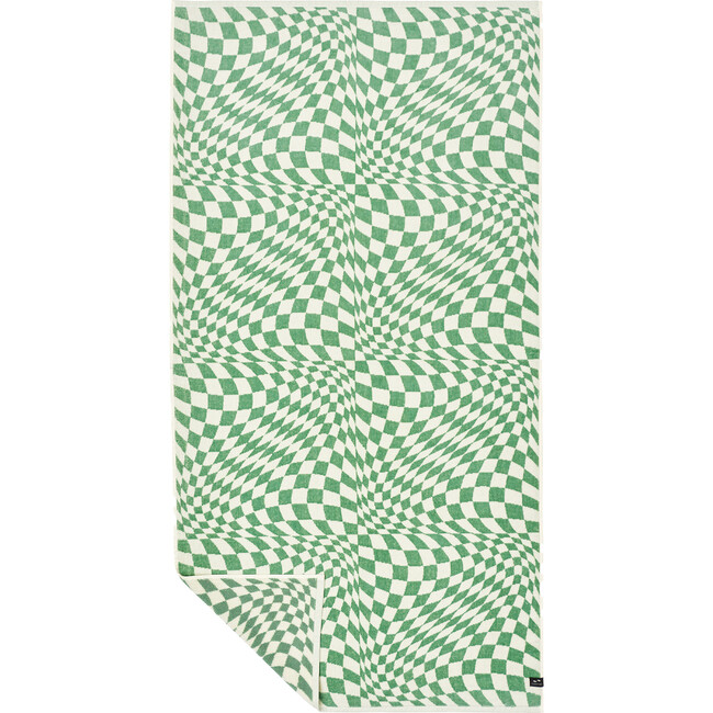 Opt Out Premium Woven Illusional Check Print Towel, Sage