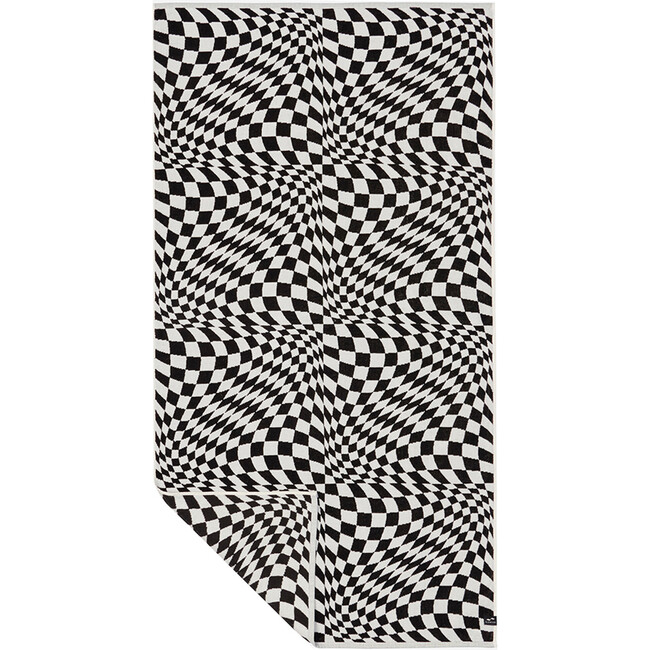 Opt Out Premium Woven Illusional Check Towel, Black