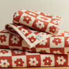 Gigi Checked Floral Terry Hand Towel, Rust & Cream - Towels - 2