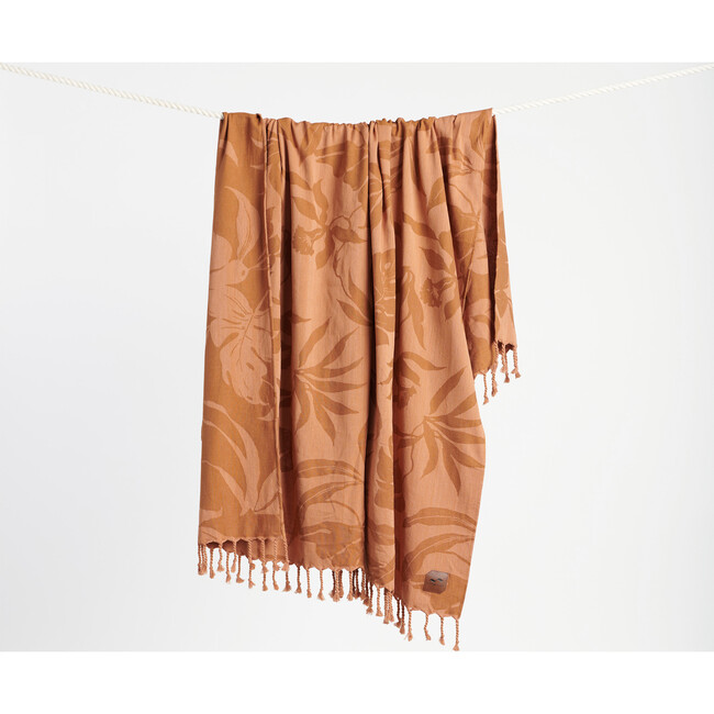 Hauke Woven Patterned Turkish Throw Blanket, Bronze - Towels - 2