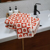 Gigi Checked Floral Terry Hand Towel, Rust & Cream - Towels - 3
