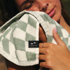 Opt Out Premium Woven Illusional Check Print Towel, Sage - Towels - 3