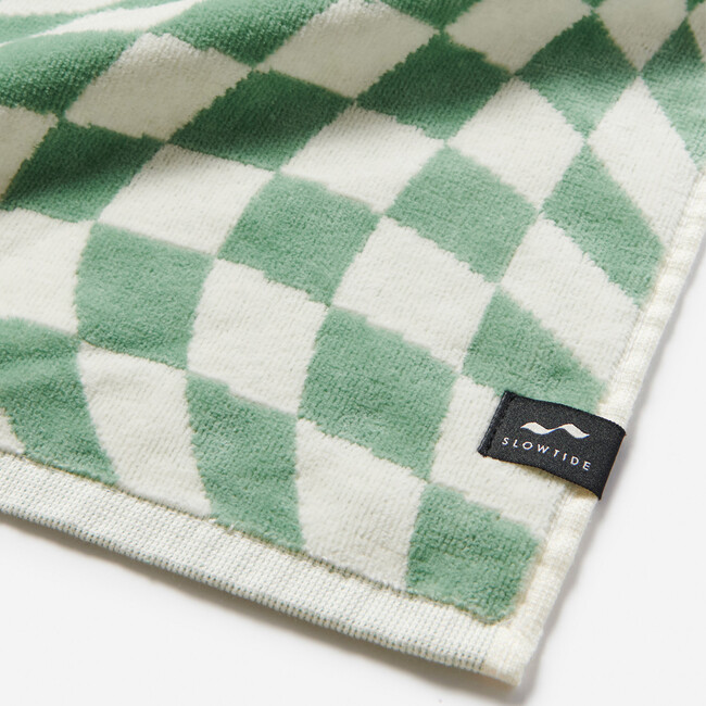 Opt Out Premium Woven Illusional Check Print Towel, Sage - Towels - 4