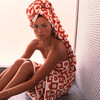 Gigi Checked Floral Terry Bath Towel, Rust & Cream - Towels - 5