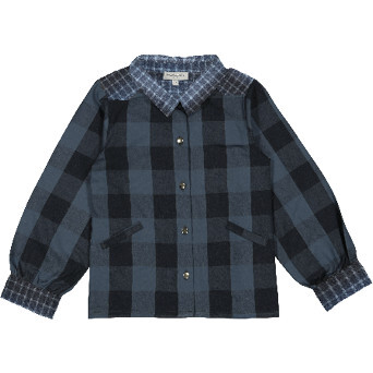 Isabel Large Checkered A-Line Shirt, Blue