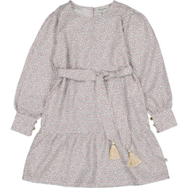 Floral Print Ninon Belted Dress, Winterberry - Dresses - 1