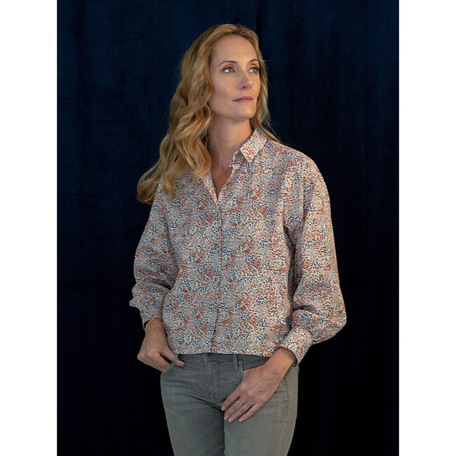 Women's Isabel Floral Print A-Line Shirt, Rosewood - Blouses - 2