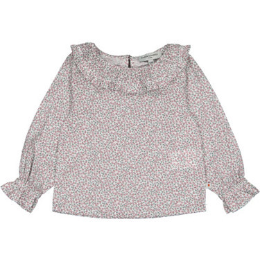 Ambre Floral Print Ruffled Collar Blouse, Winter Berry