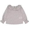 Ambre Floral Print Ruffled Collar Blouse, Winter Berry - Blouses - 1 - thumbnail