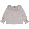 Ambre Floral Print Ruffled Collar Blouse, Winter Berry - Blouses - 2
