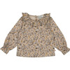 Ambre Floral Print Ruffled Collar Blouse, Honey Grey - Blouses - 1 - thumbnail