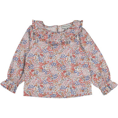 Ambre Floral Print Ruffled Collar Blouse, Rosewood