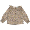 Ambre Floral Print Ruffled Collar Blouse, Honey Grey - Blouses - 2