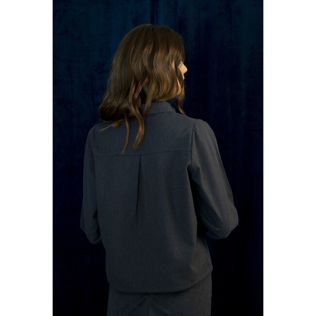 Women's Isabel Solid A-Line Shirt, Navy - Blouses - 3