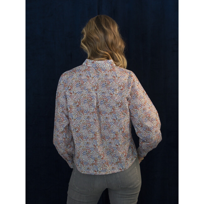 Women's Isabel Floral Print A-Line Shirt, Rosewood - Blouses - 3