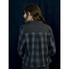 Women's Isabel Large Checkered A-Line Shirt, Blue - Blouses - 3