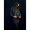 Women's Isabel Large Checkered A-Line Shirt, Blue - Blouses - 4