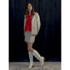 Women's Floral Print Aline Quilted Zipped Skirt, Winter Berry - Skirts - 6