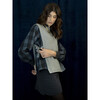 Women's Isabel Large Checkered A-Line Shirt, Blue - Blouses - 6