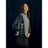 Women's Isabel Large Checkered A-Line Shirt, Blue - Blouses - 7