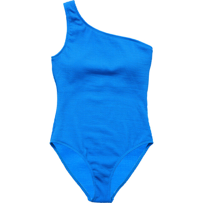 Womens Marine Blue One Shoulder Swimsuit