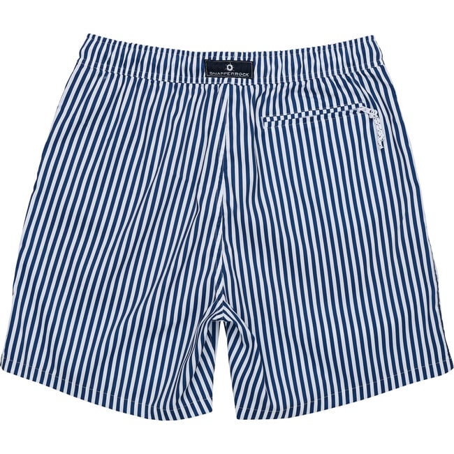 Mens Denim Stripe Comfort Lined Swim Short - Swim Trunks - 2