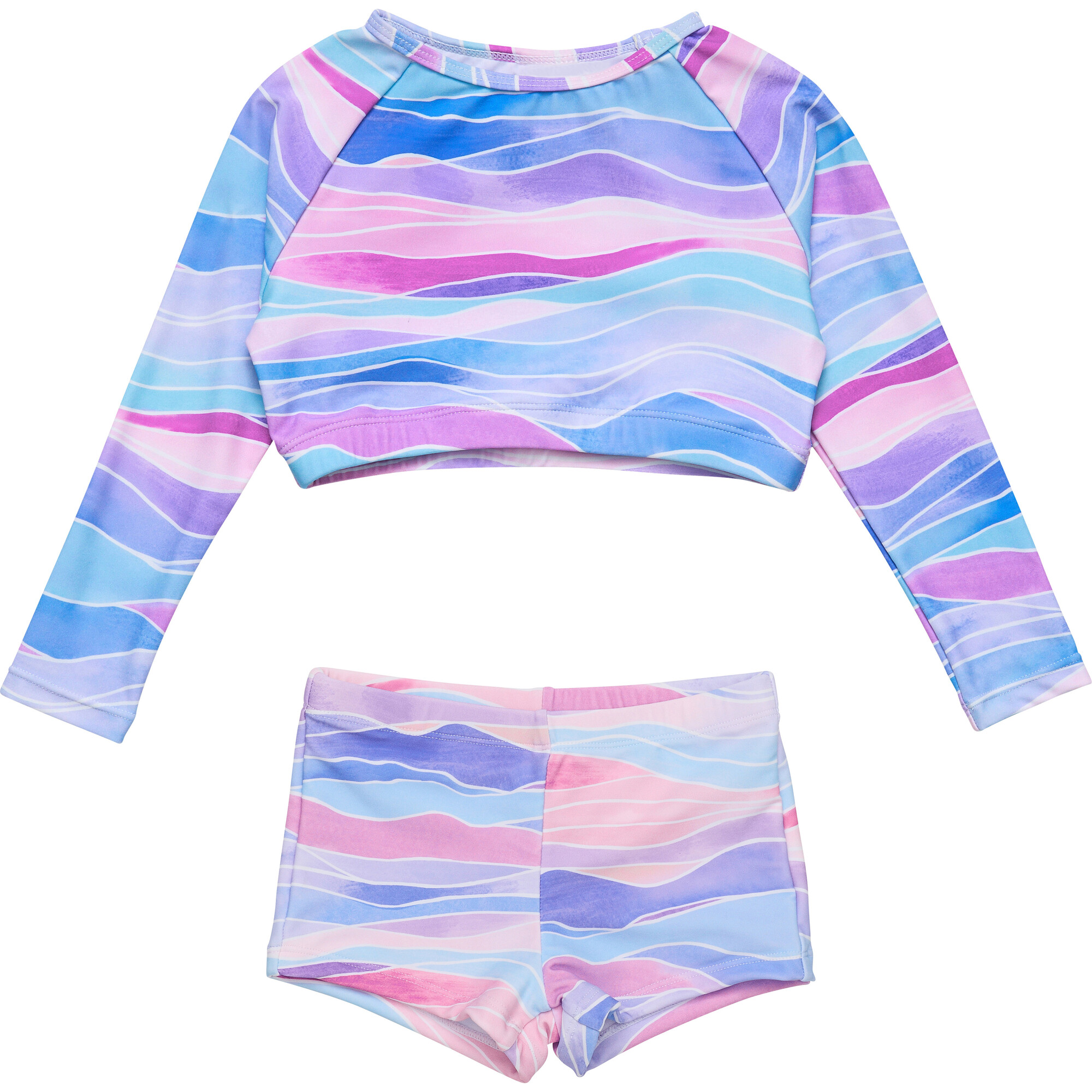 Water Hues Crop LS Rash Top Set - Two Pieces - 1
