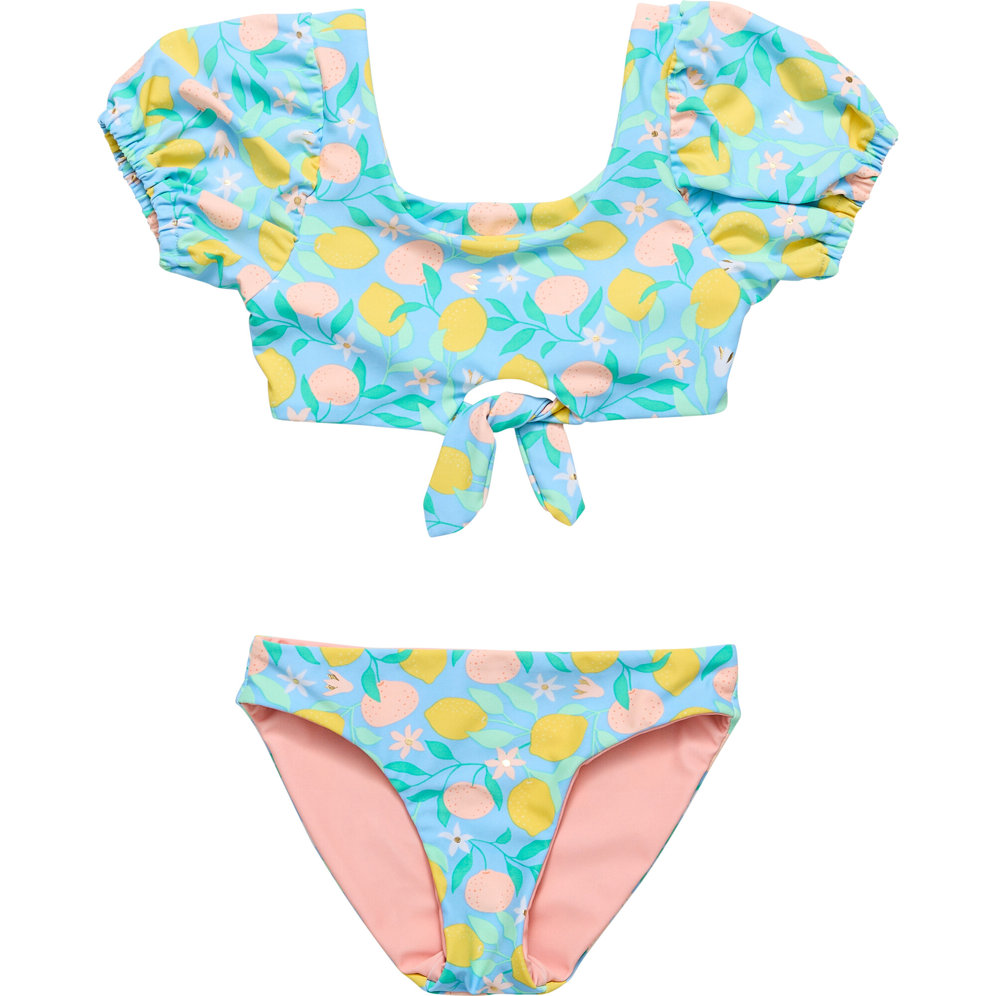 Lemon Drops Knot Front Bikini - Two Pieces - 1