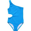 Marine Blue One Shoulder Swimsuit - One Pieces - 1 - thumbnail