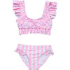 Pink Sea Frilled Crop Bikini - Two Pieces - 1 - thumbnail