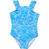 Santorini Blue Ruffle Shoulder Swimsuit - One Pieces - 1 - thumbnail