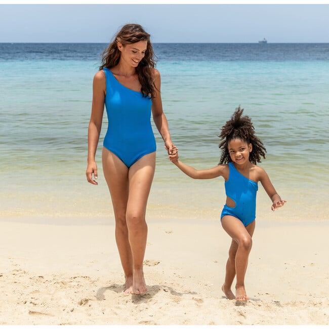 Marine Blue One Shoulder Swimsuit - One Pieces - 2