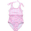 Pink Sea Shoulder Tie Swimsuit - One Pieces - 1 - thumbnail