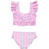 Pink Sea Frilled Crop Bikini - Two Pieces - 3