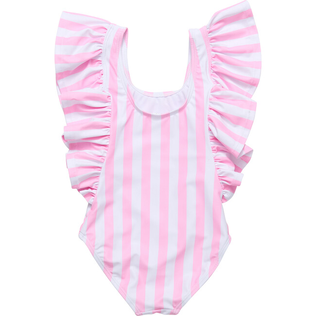 Pink Stripe Wide Frill Swimsuit - One Pieces - 3