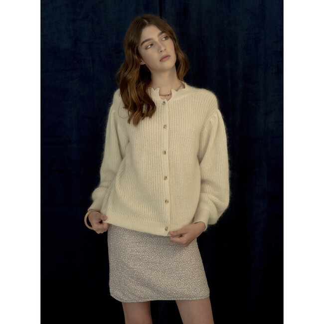 Women's Lila Petal Collar Cardigan, Vanila - Cardigans - 3