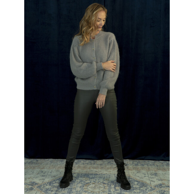 Women's Lila Petal Collar Cardigan, Mouse Grey - Cardigans - 3