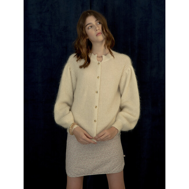 Women's Lila Petal Collar Cardigan, Vanila - Cardigans - 4