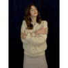 Women's Lila Petal Collar Cardigan, Vanila - Cardigans - 11
