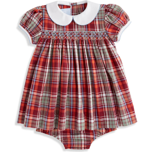 LuLu BeBe Girls Red Check Smocked Cherry Bloomers Set main image 1