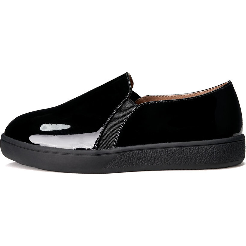 Terry Glossy Leather Slip-On Sneakers, Black - Sneakers - 1