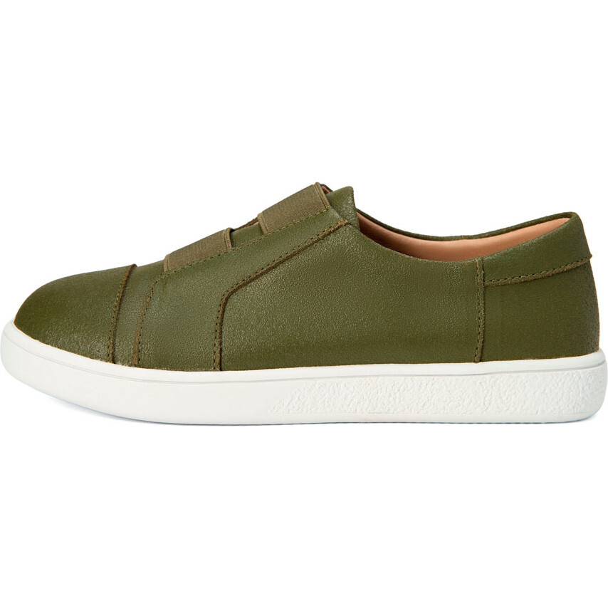 Connor Supple Leather Elasticated Webbing Strap Sneakers, Khaki - Sneakers - 1