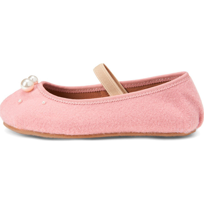 Zelda Wool & Faux Pearls Elastic Strap Ballerina Shoes, Pink