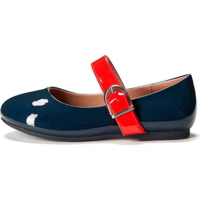 Mindy Glossy Leather Round Toe Mary Jane Shoes, Navy & Red